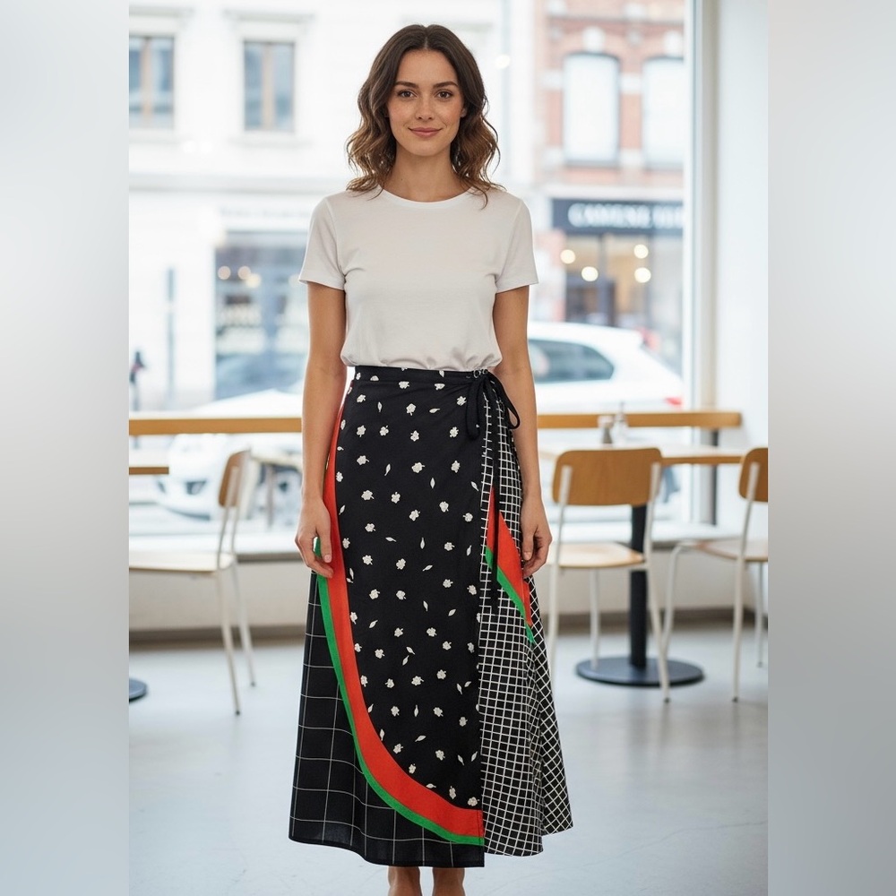 VTG d'Accord by Betty Carol Maxi Wrap Skirt 70's, Size 11/12 Cottagecore